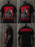 Playera Hombre DarkCity Negra con Estampado Gótico de Calavera