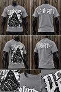 Playera Hombre DarkCity Gris con Estampado Gótico