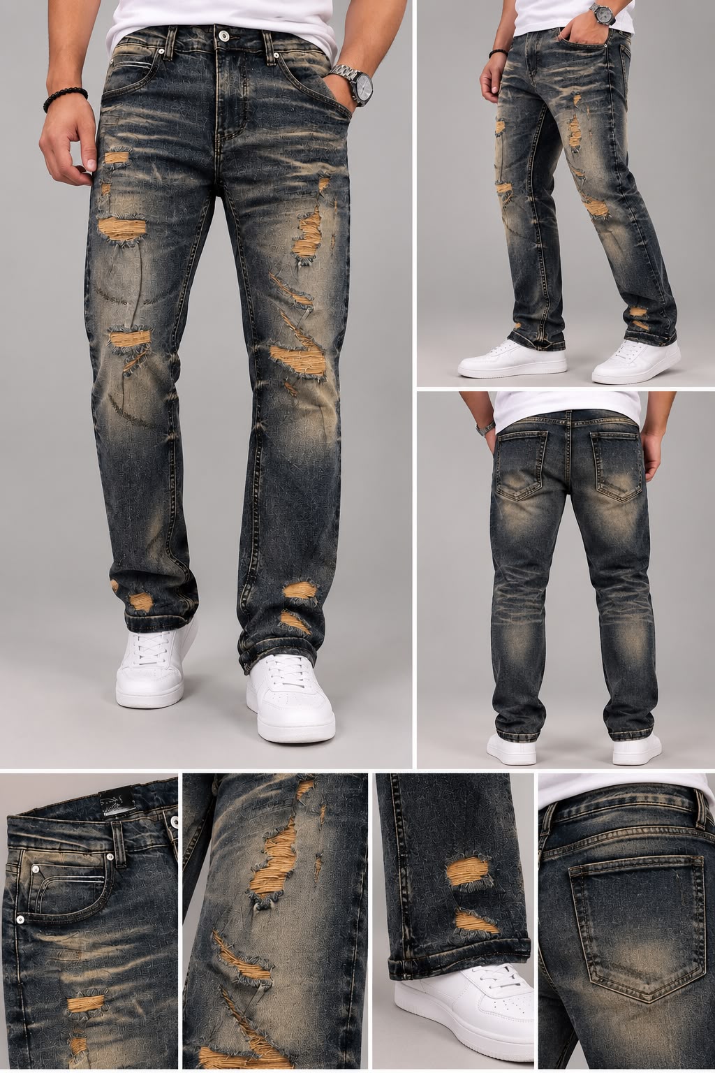 Pantalón JC URBAN; Gris Oscuro Desgastado con Roturas