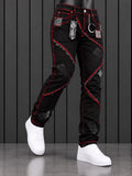 Pantalón CJ URBAN Negro con Detalles Rojos y Aplicaciones Urbanas