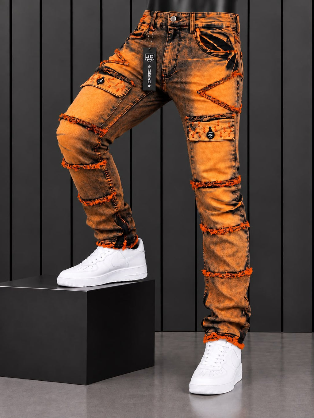Pantalón JC Urban Cargo Naranja – Diseño Urbano Deshilachado