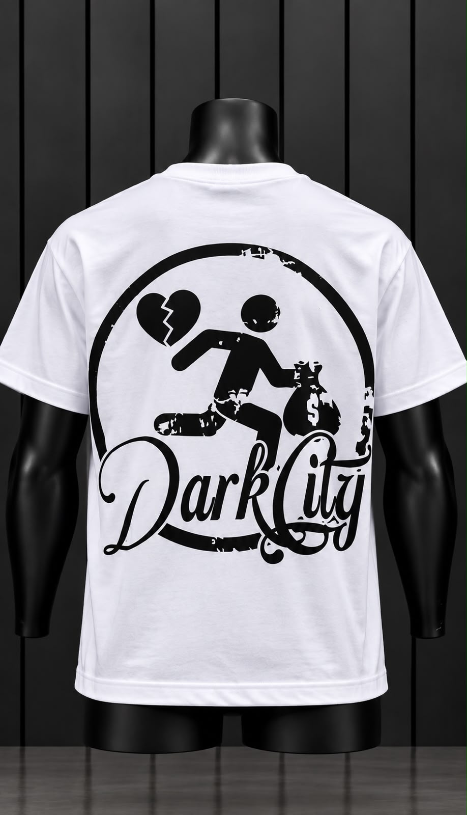 Playera Dark City Blanca – Diseño Urbano Frente y Espalda