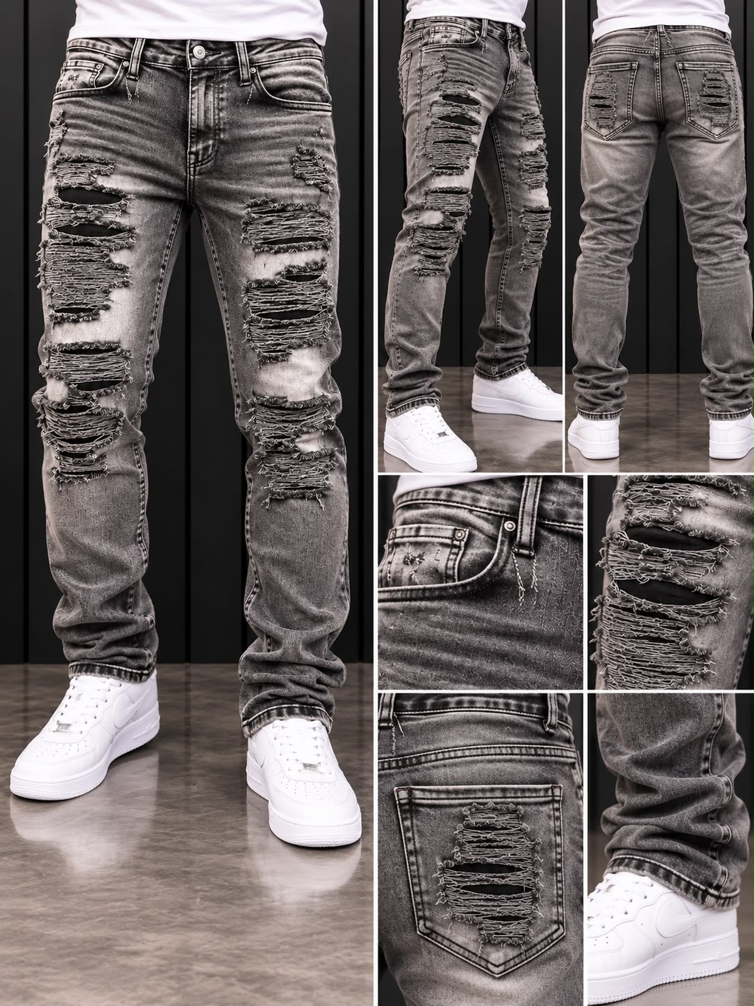 Jeans HYGO BRAND; Gris Deslavado Destroyed – Estilo Urbano
