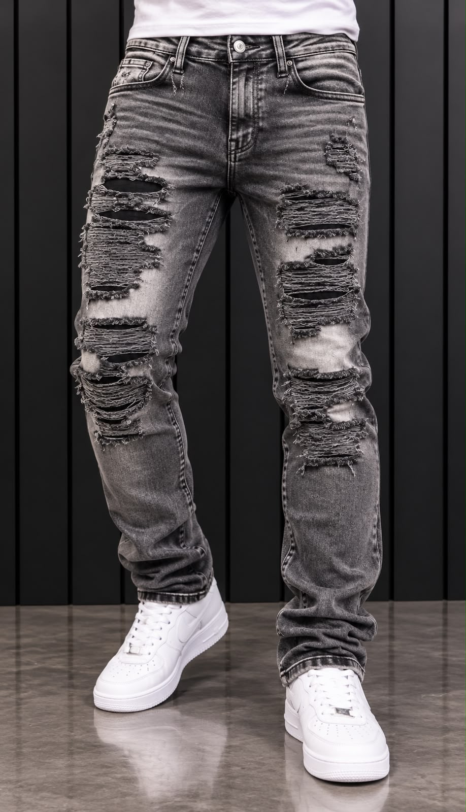 Jeans HYGO BRAND; Gris Deslavado Destroyed – Estilo Urbano