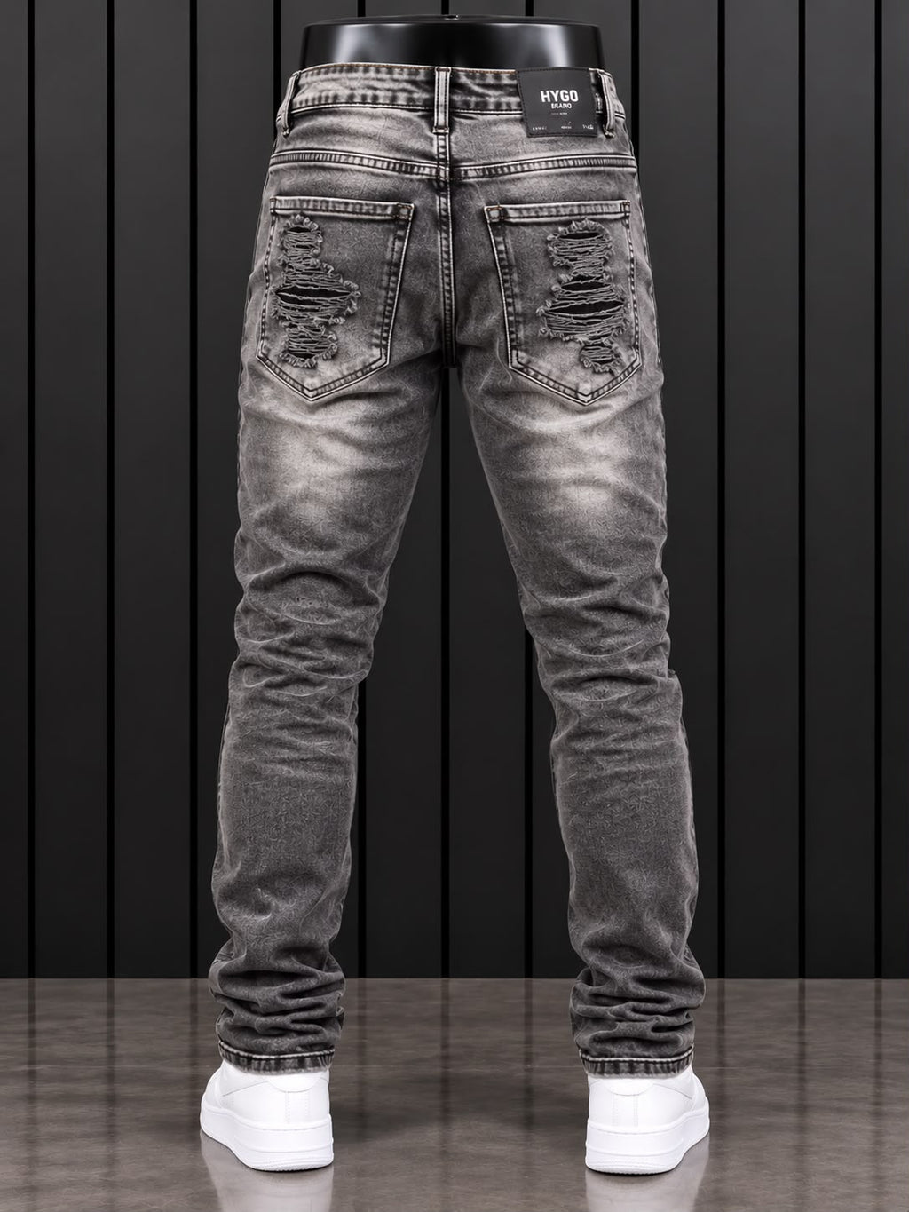 Jeans HYGO BRAND; Gris Deslavado Destroyed – Estilo Urbano
