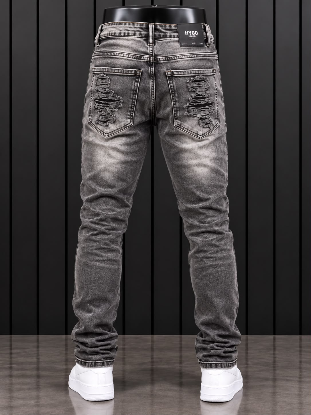 Jeans HYGO BRAND; Gris Deslavado Destroyed – Estilo Urbano