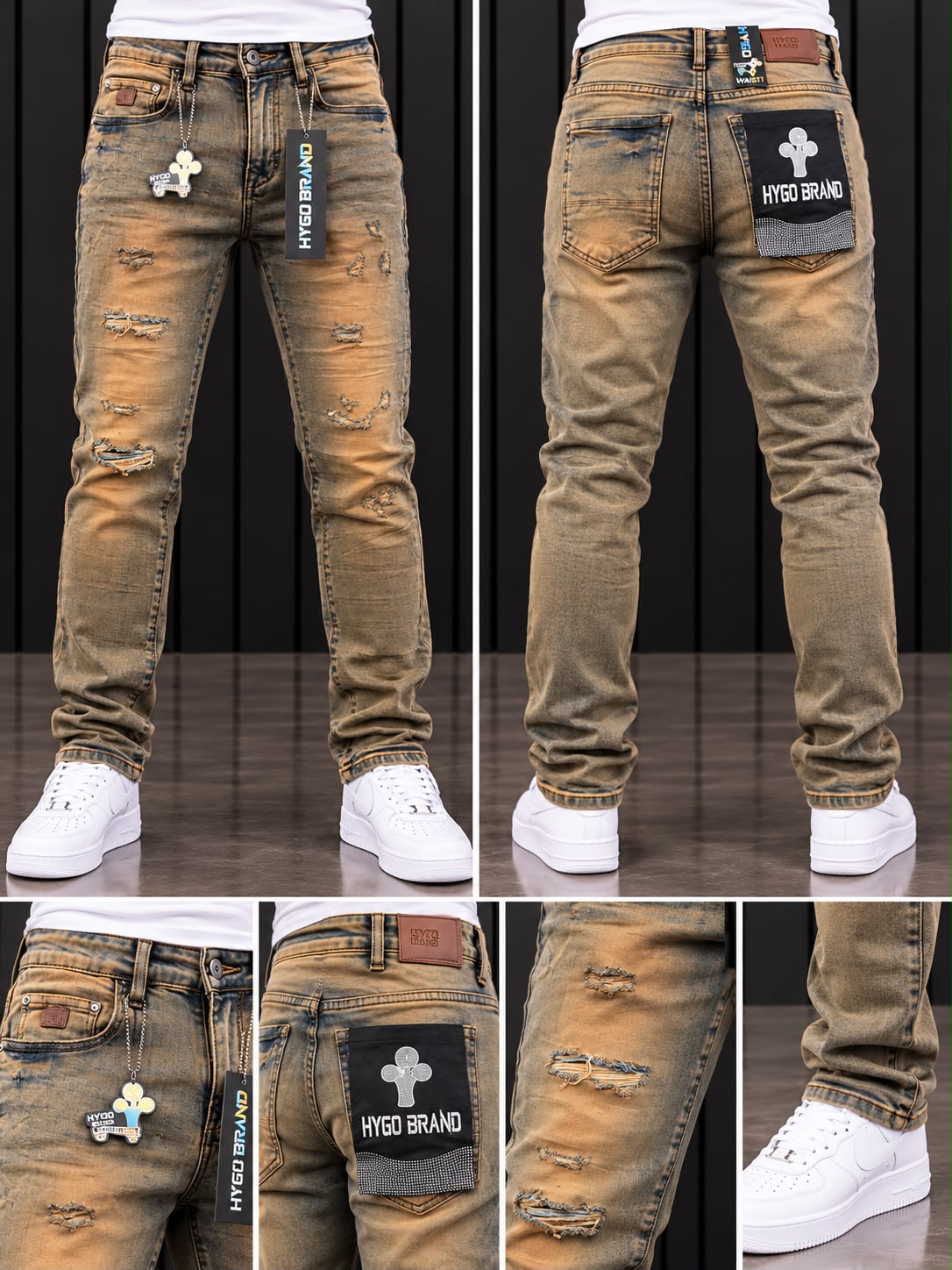 Jeans HYGO Brand Distressed – Lavado Vintage Camel