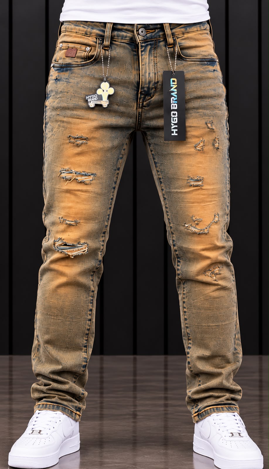 Jeans HYGO Brand Distressed – Lavado Vintage Camel