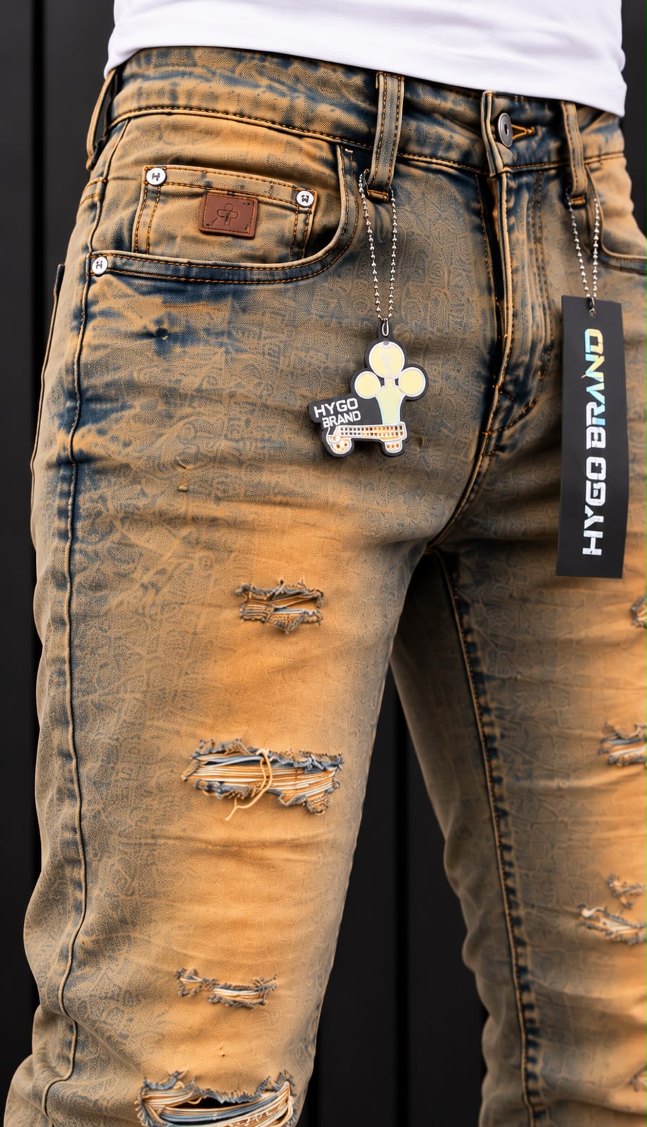Jeans HYGO Brand Distressed – Lavado Vintage Camel