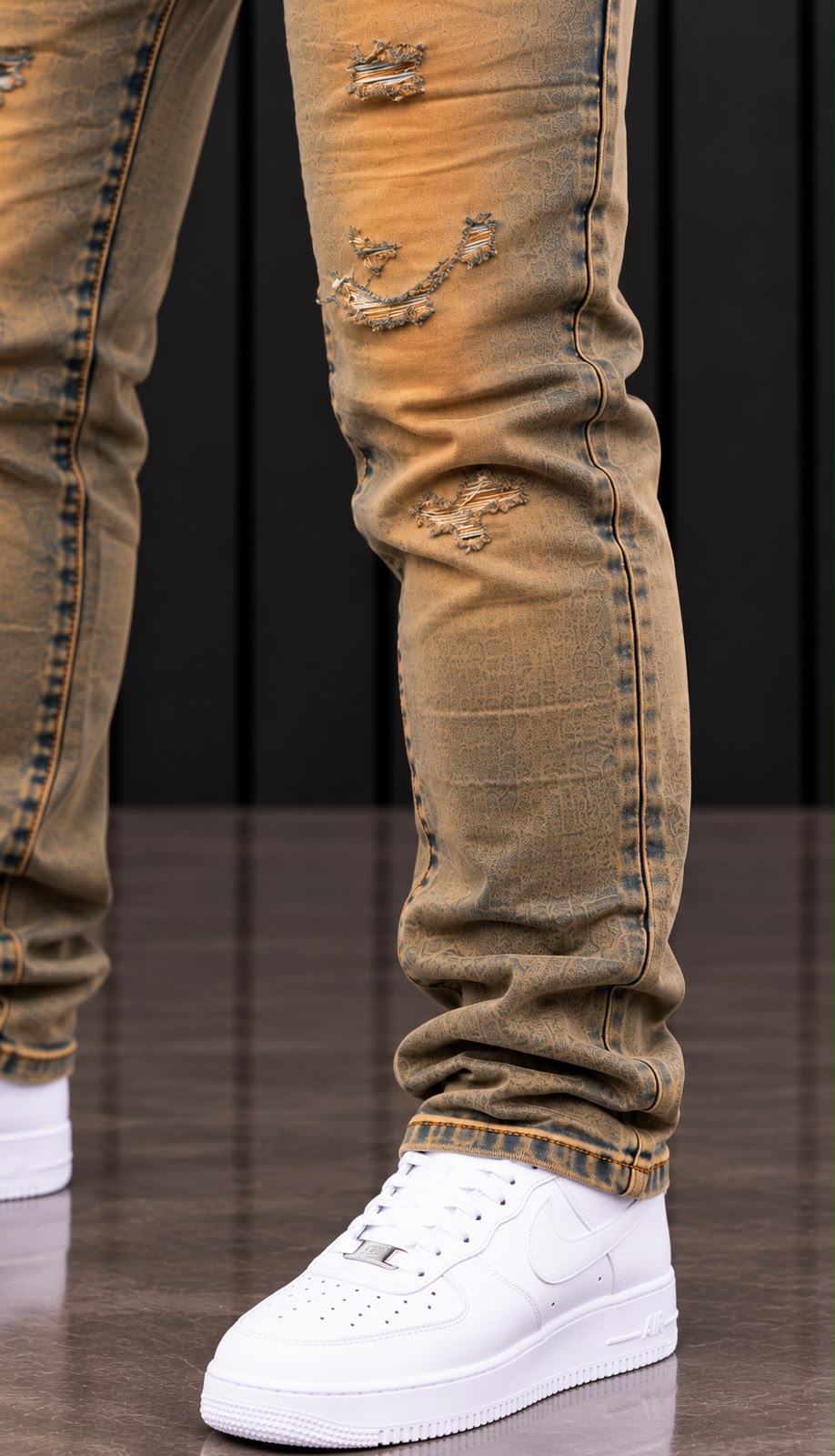 Jeans HYGO Brand Distressed – Lavado Vintage Camel