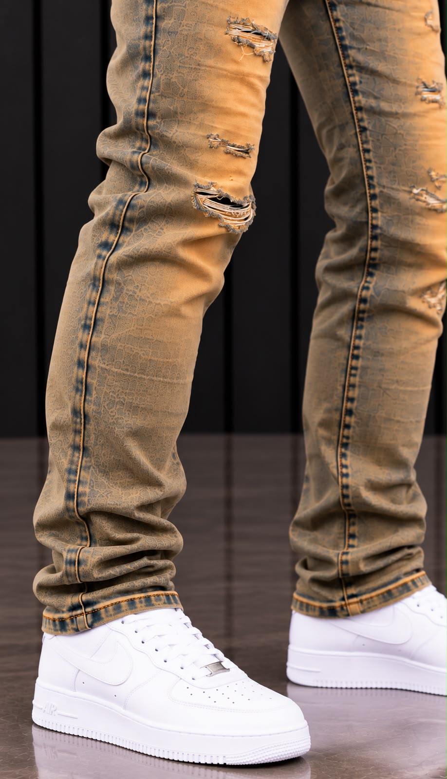 Jeans HYGO Brand Distressed – Lavado Vintage Camel