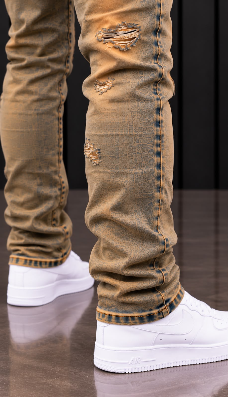 Jeans HYGO Brand Distressed – Lavado Vintage Camel