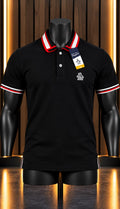 Playera Polo Original Penguin Negra con Detalles Rojos