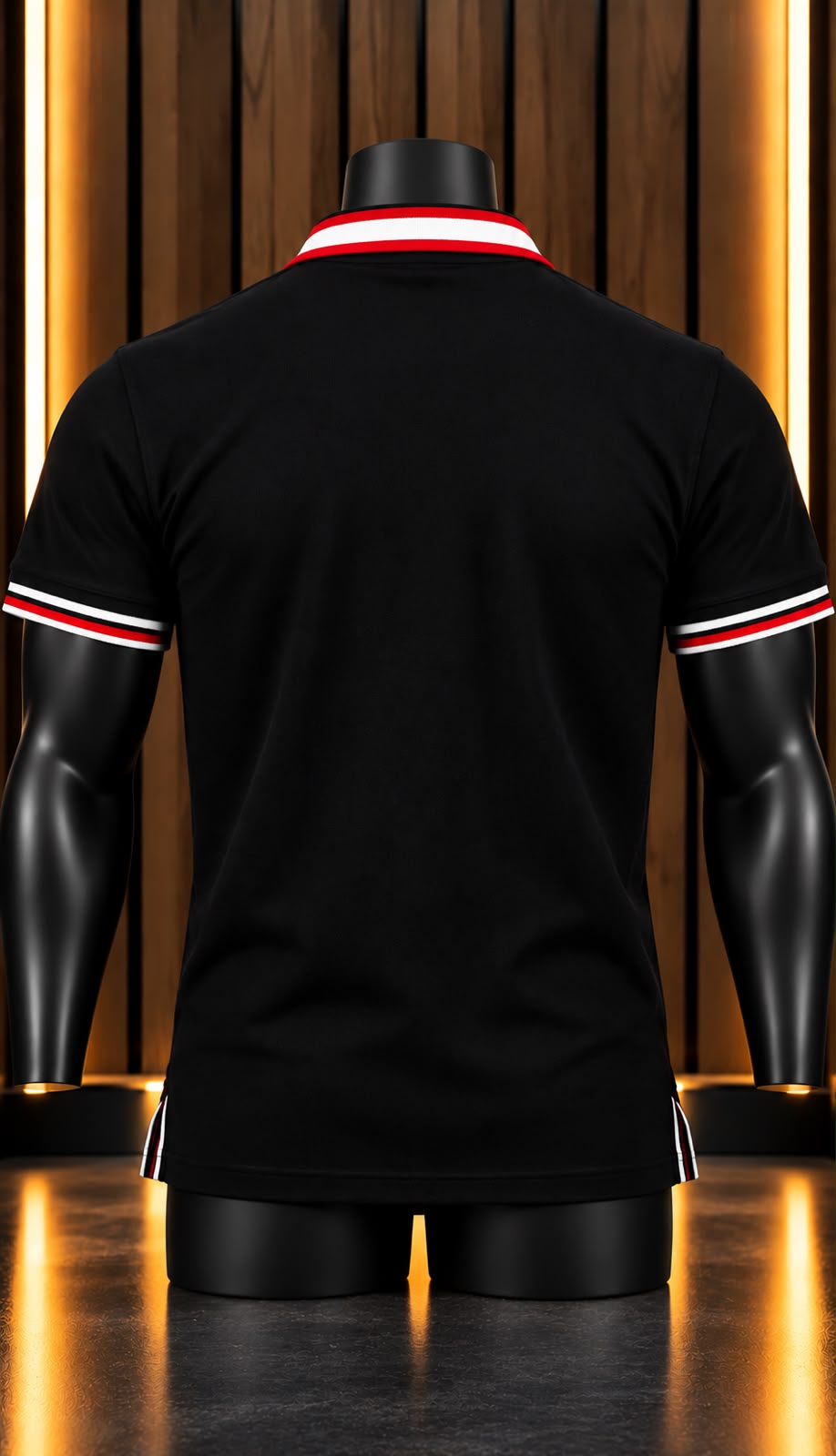 Playera Polo Original Penguin Negra con Detalles Rojos