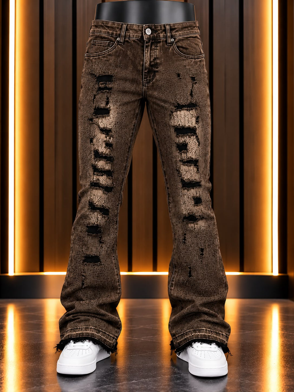 Jeans STUD Premium Stacked Fit Destroyed Café