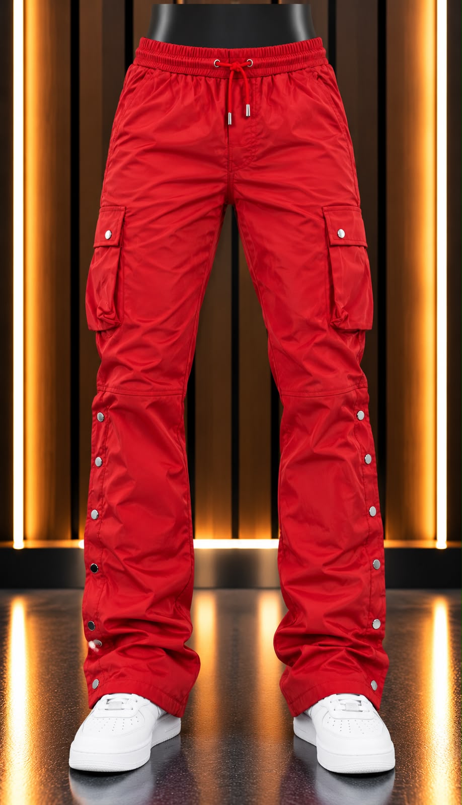 Pantalón Cargo Stup Rojo con Broches