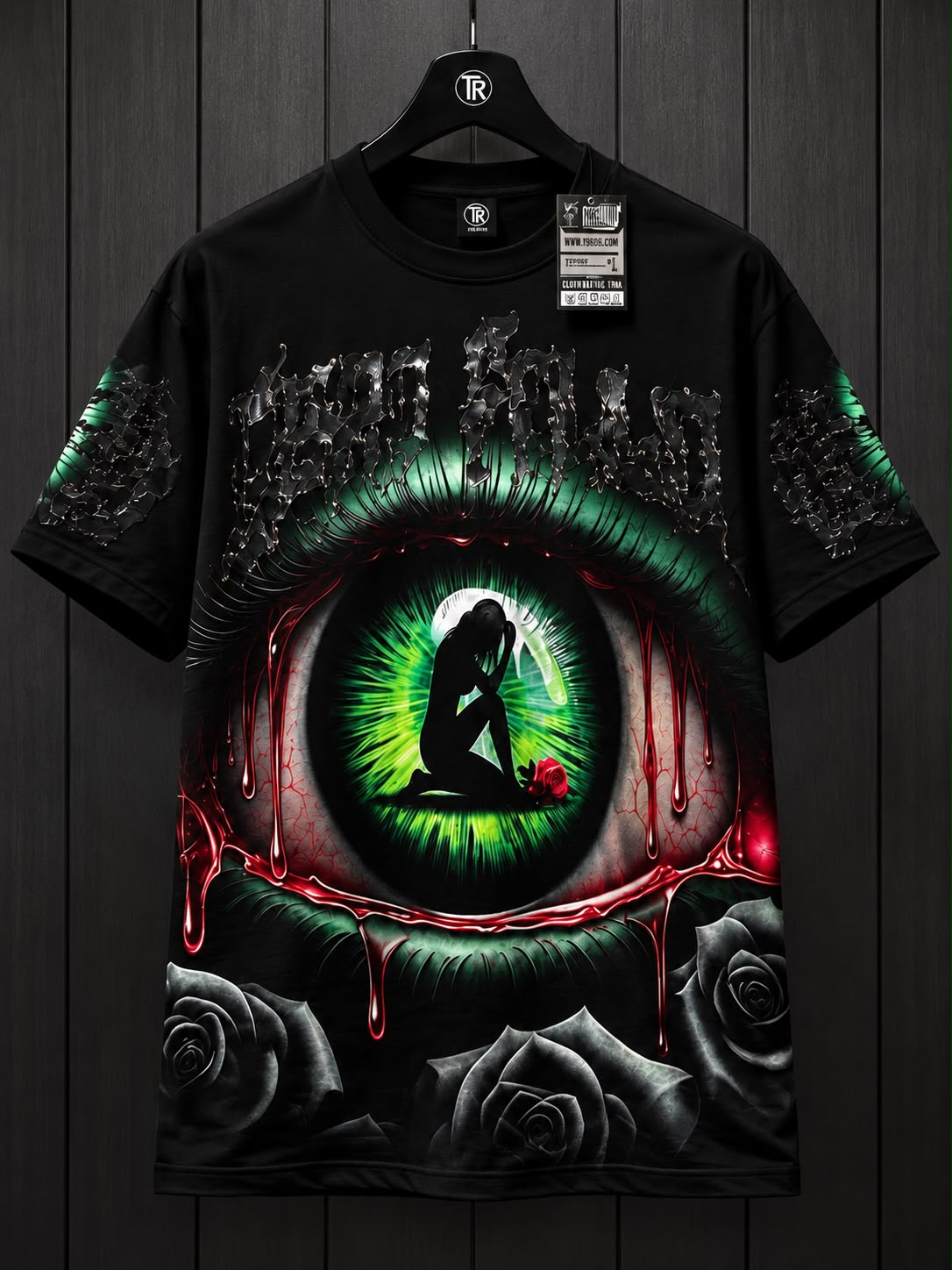 Playera Oversize True Rabia – Diseño Gótico Premium