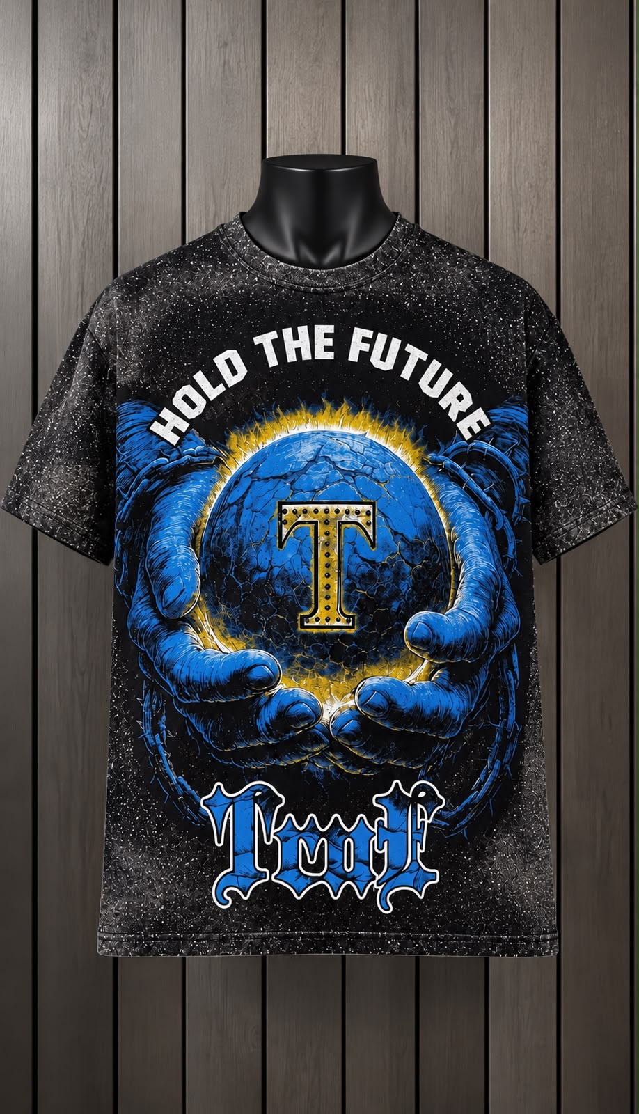 Playera True Religion Hold the Future Negra Acid Wash