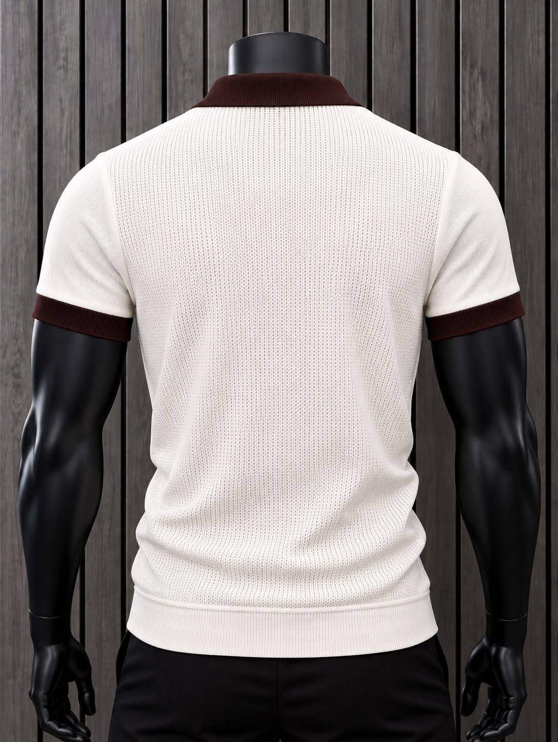 Polo Tejido Hombre Redox Crema con Cuello Café