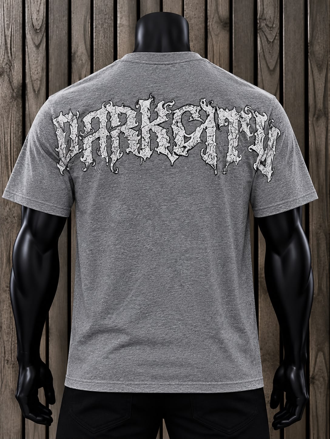 Playera Hombre DarkCity Gris con Estampado Gótico