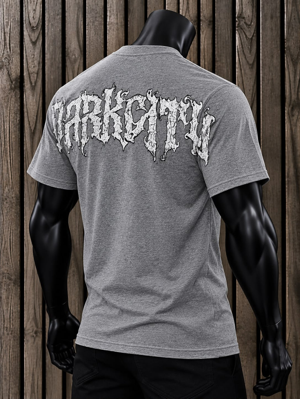 Playera Hombre DarkCity Gris con Estampado Gótico