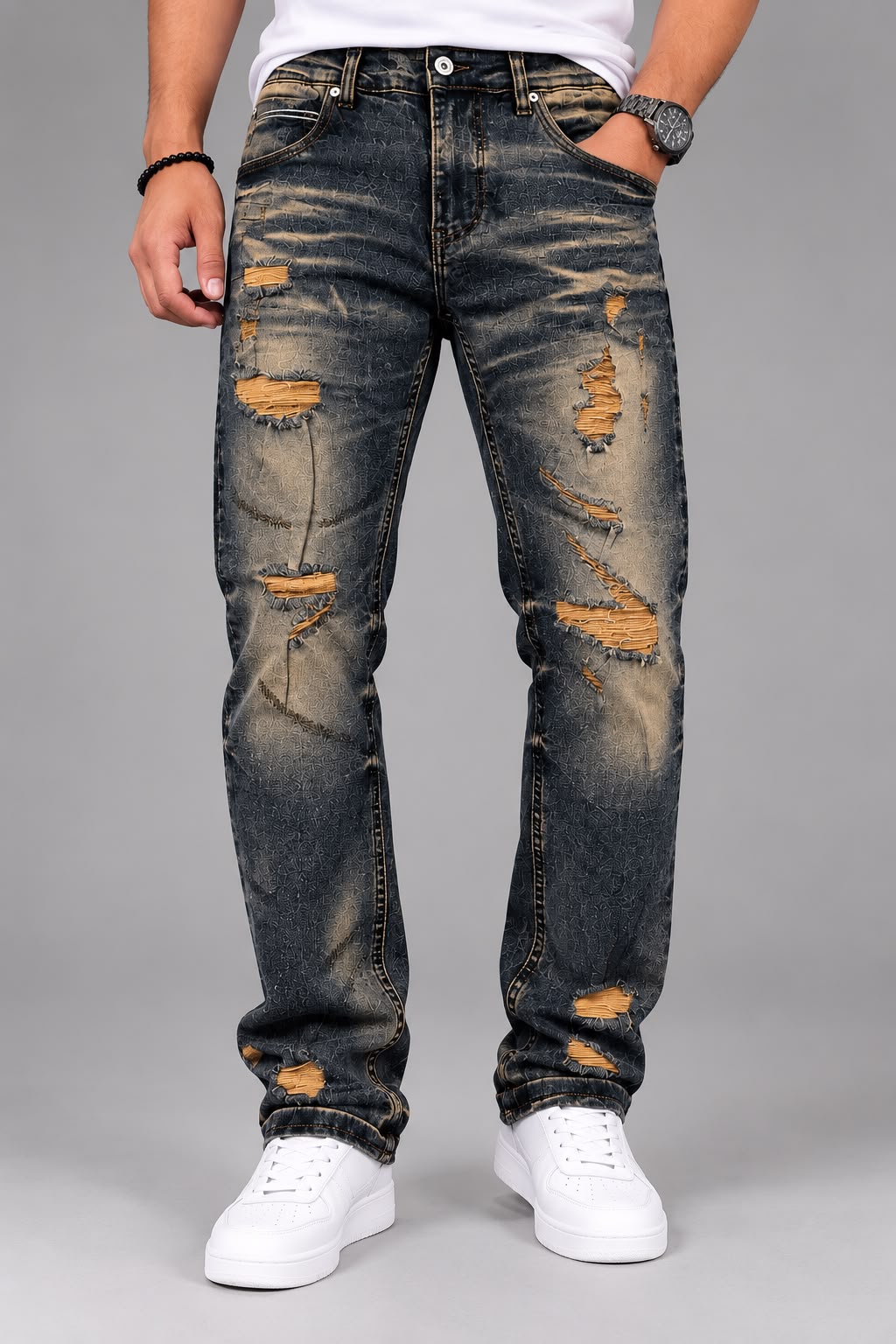 Pantalón JC URBAN; Gris Oscuro Desgastado con Roturas