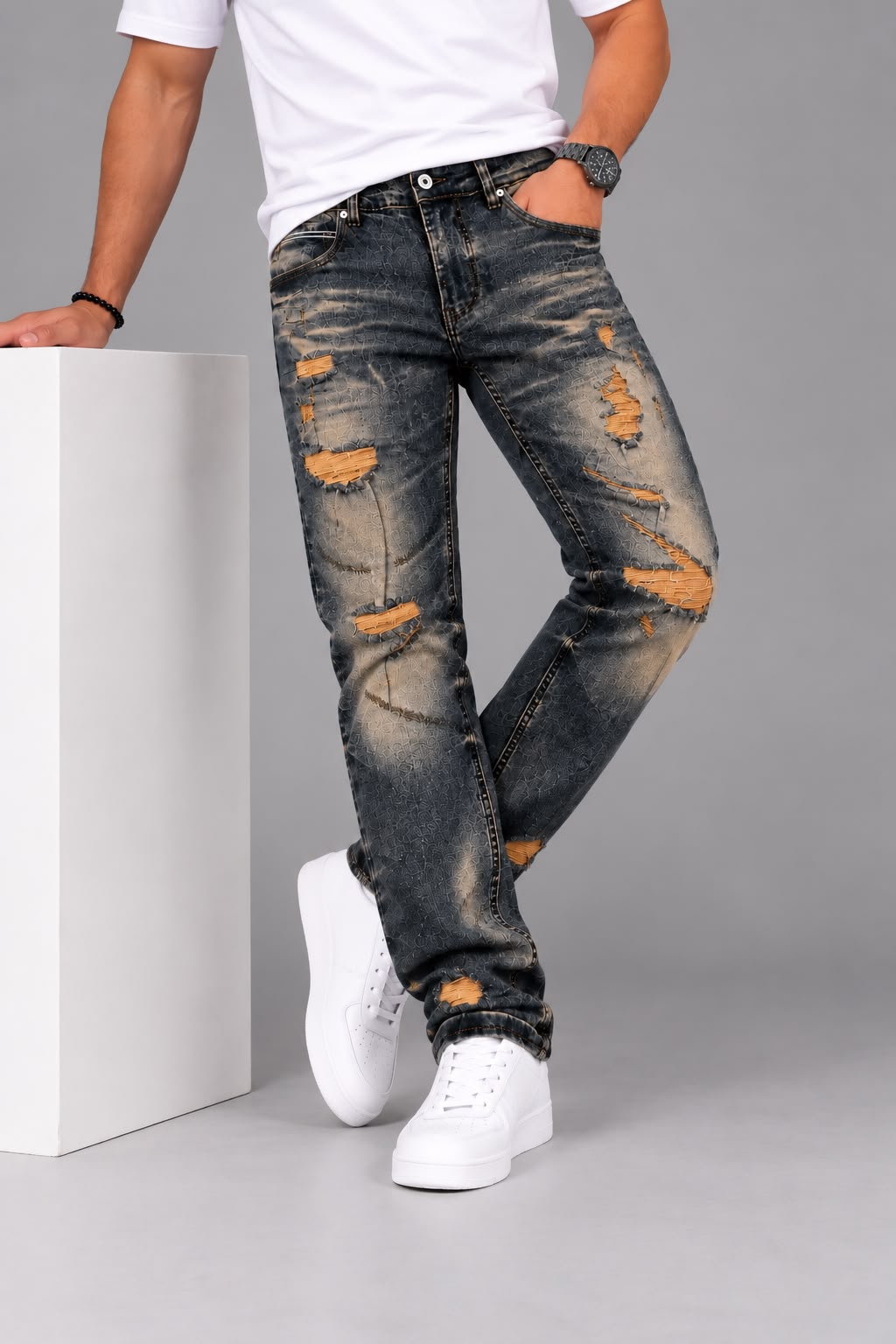 Pantalón JC URBAN; Gris Oscuro Desgastado con Roturas