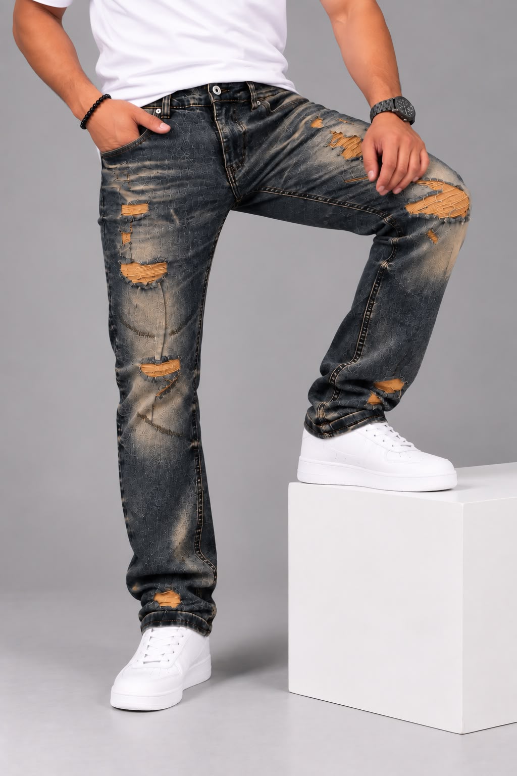 Pantalón JC URBAN; Gris Oscuro Desgastado con Roturas