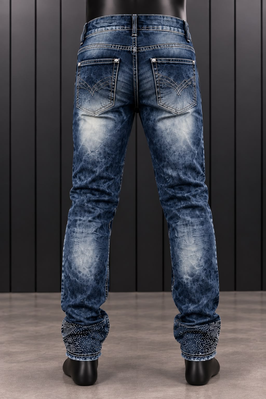 Pantalón JC URBAN Azul con Detalles Desgastados y Pedrería